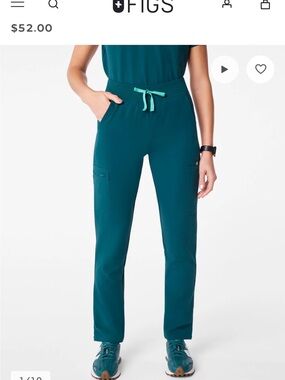 FIGS Women's Green with grey Drawstring Scrub Pants